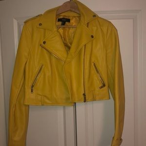 YELLOW FAUX LEATHER JACKET